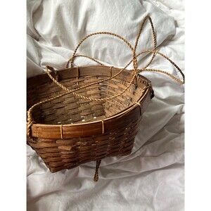 Vintage Woven Wicker Hanging Basket